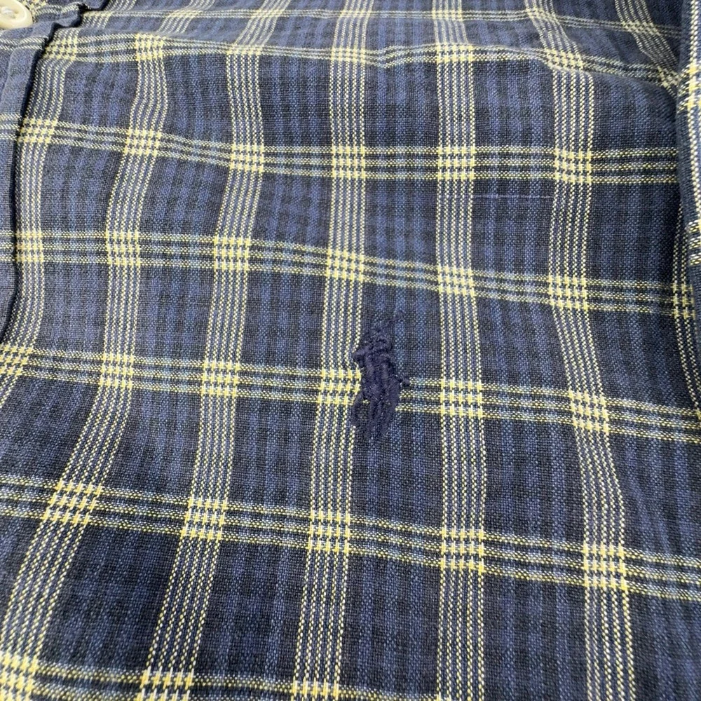 Polo Ralph Lauren Mens Blue Yellow Plaid Blake Shirt Long Sleeve Pony Logo XL